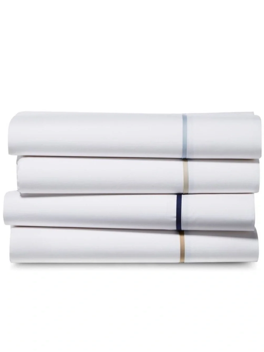 Ralph Lauren “Palmer” Queen Flat Sheet White w Light Blue Detail NWT